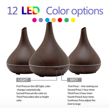 Air Humidifier Aromatherapy Essential Oil Diffuser 400ml - 12 Colour Lights - petguardiansupplies