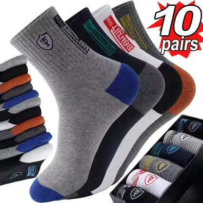 5Pairs Breathable Cotton Sports Stockings Men Bamboo Fiber Autumn and Winter Men Socks Sweat Absorption Deodorant Business Sox - petguardiansupplies