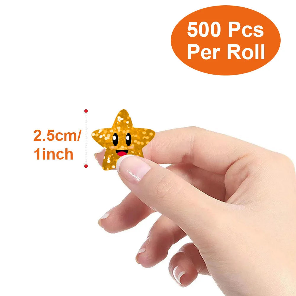 100-500PCS New Stars Stickers Thank You Stickers Photocard Decor for Kids Children Packaging Pack Stickers Roll Rolling Lables - petguardiansupplies