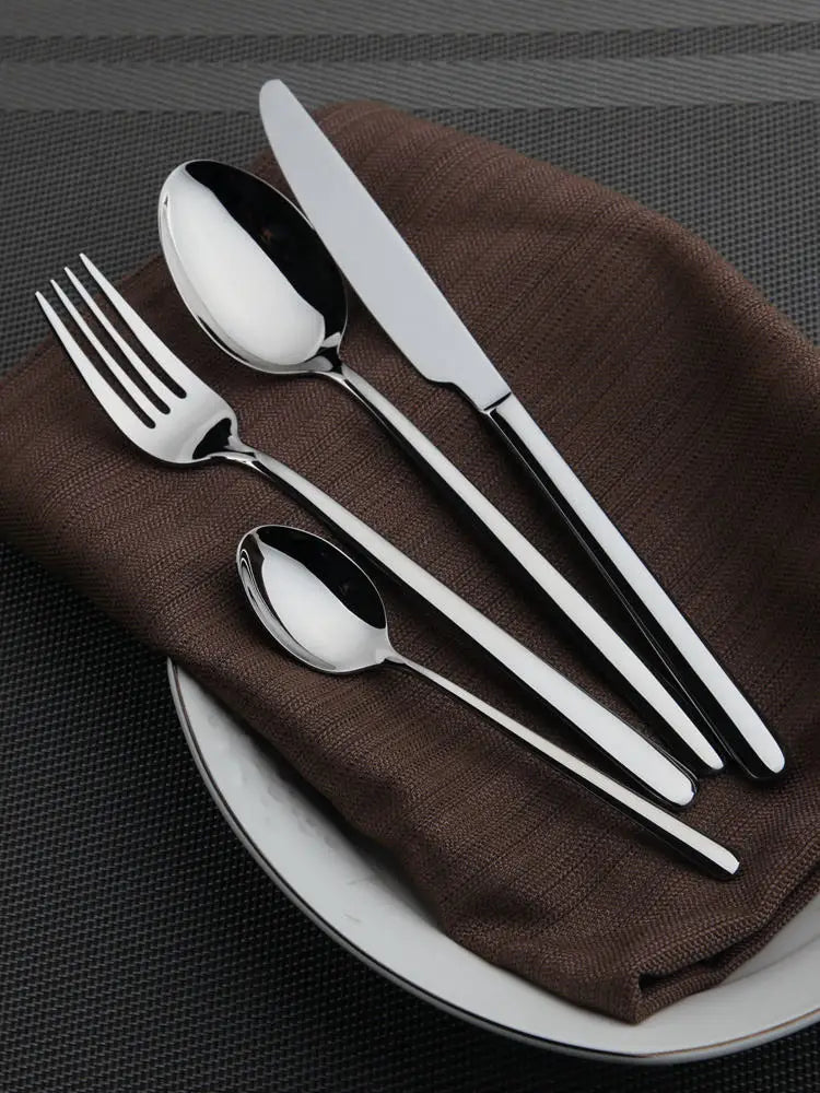 Cozy Zone 24 Pieces Cutlery Set Stainless Steel Tableware Western Dinnerware Set Classic Dinner Set Knife Fork Restaurant Dining - petguardiansupplies