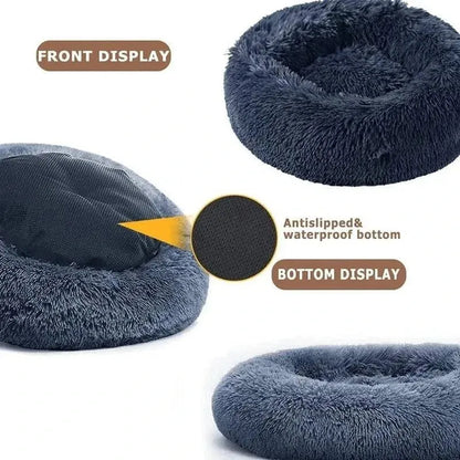 Round Dog Bed Winter Warm Cat Bed Plush Basket for Dog Washable Pet Bed for Small Medium Large Dog Sofa Cat - petguardiansupplies