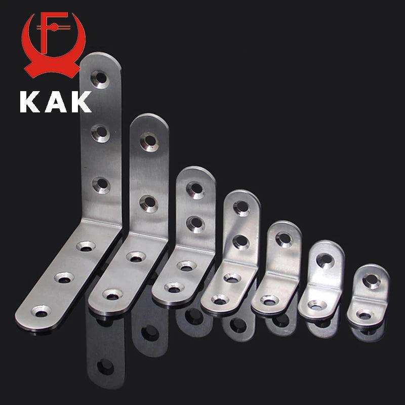 KAK 10PCS Stainless Steel Angle Corner Brackets Fasteners Protector Seven Size Corner Stand Supporting Furniture Hardware - petguardiansupplies