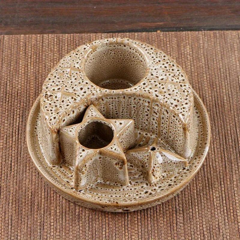 4-In-1 Ceramic Candle & Incense Holder Morandi Color with Cute Stars and Moon Design Perfect for Sage Palo Santo Stick Incense - petguardiansupplies