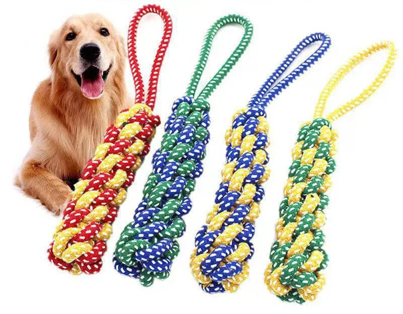 1PC Dog Toy Carrot Knot Rope Ball Cotton Rope Dumbbell Puppy Cleaning Teeth Chew Toy Durable Braided Bite Resistant Pet Supplies - petguardiansupplies