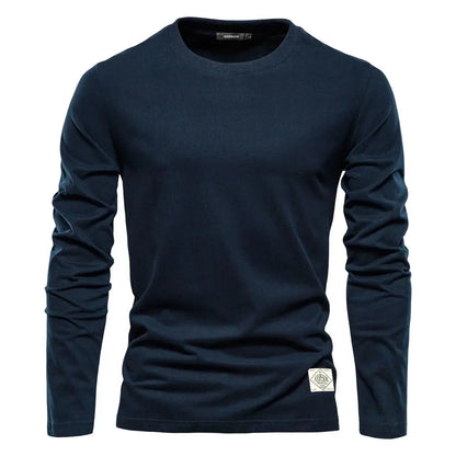 100% Cotton Long Sleeve T shirt For Men Solid Spring Casual Mens T-shirts High Quality Male Tops Classic Clothes Men's T-shirts - petguardiansupplies