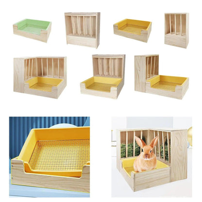 2 in 1 Rabbit Hay Feeder Box,Bunny Feeding Manger,Food Feeding Manger,Hay Holder with Toilet for Hamster,Bunny,Small Animals - petguardiansupplies