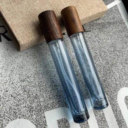 Perfume Bottle 10ml Wood Lid High Quality Mist Sprayer Essential Oil Roller Roll-on Bottle Portable Makeup Tool Perfume Atomizer - petguardiansupplies