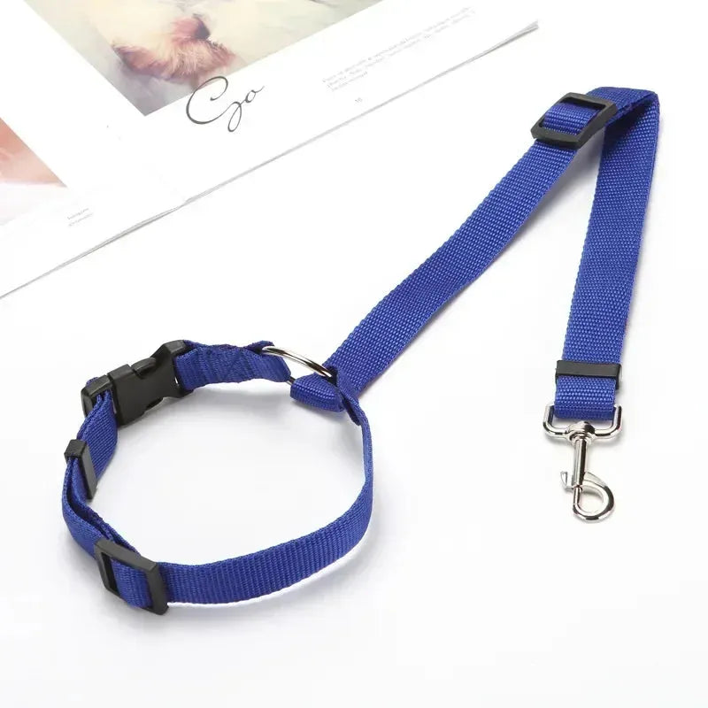 Solid Color Two-in-one Pet Car Seat Belt Nylon Lead Leash Backseat Safety Belt Adjustable Dogs Harness Collar Pet Accessories - petguardiansupplies