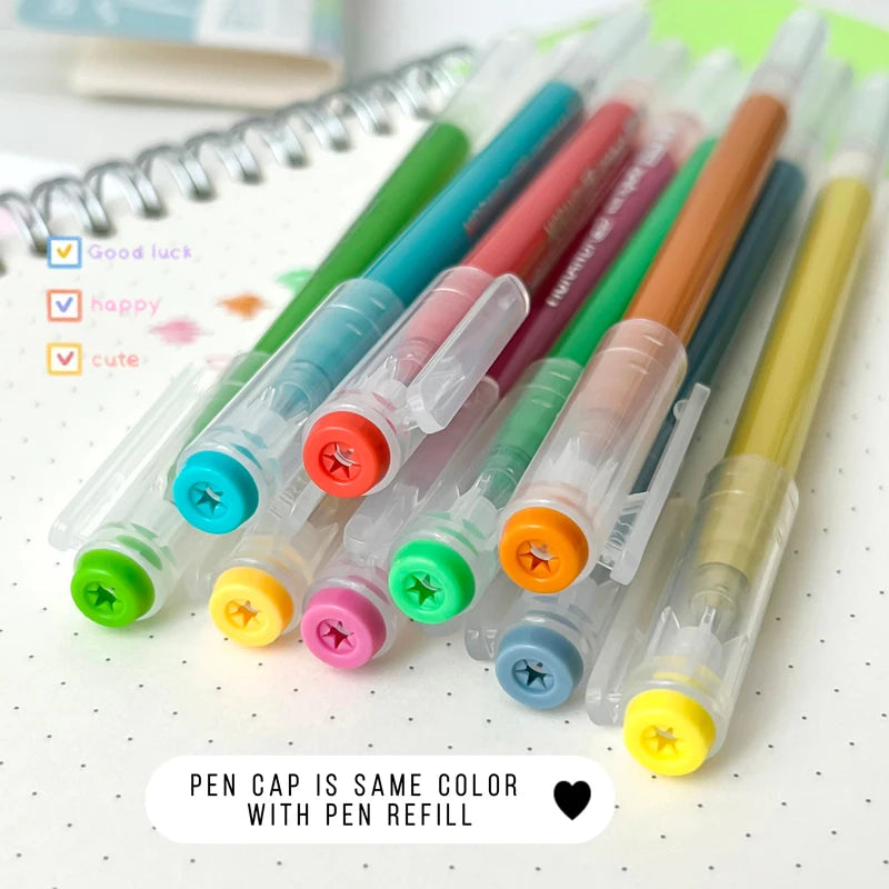 9PCS/Set Multicolor Gel Pen Colored Painting Gel Ink Pen 0.6MM DIY Graffiti Pen Morandi Retro Color Drawing Pen Art Supplies New - petguardiansupplies