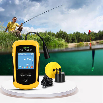 FFC1108-1 Alarm 100M Portable Sonar Fish Finders 45 degrees Sonar Coverage Echo Sounder Alarm Transducer Lake Sea Fishing - petguardiansupplies