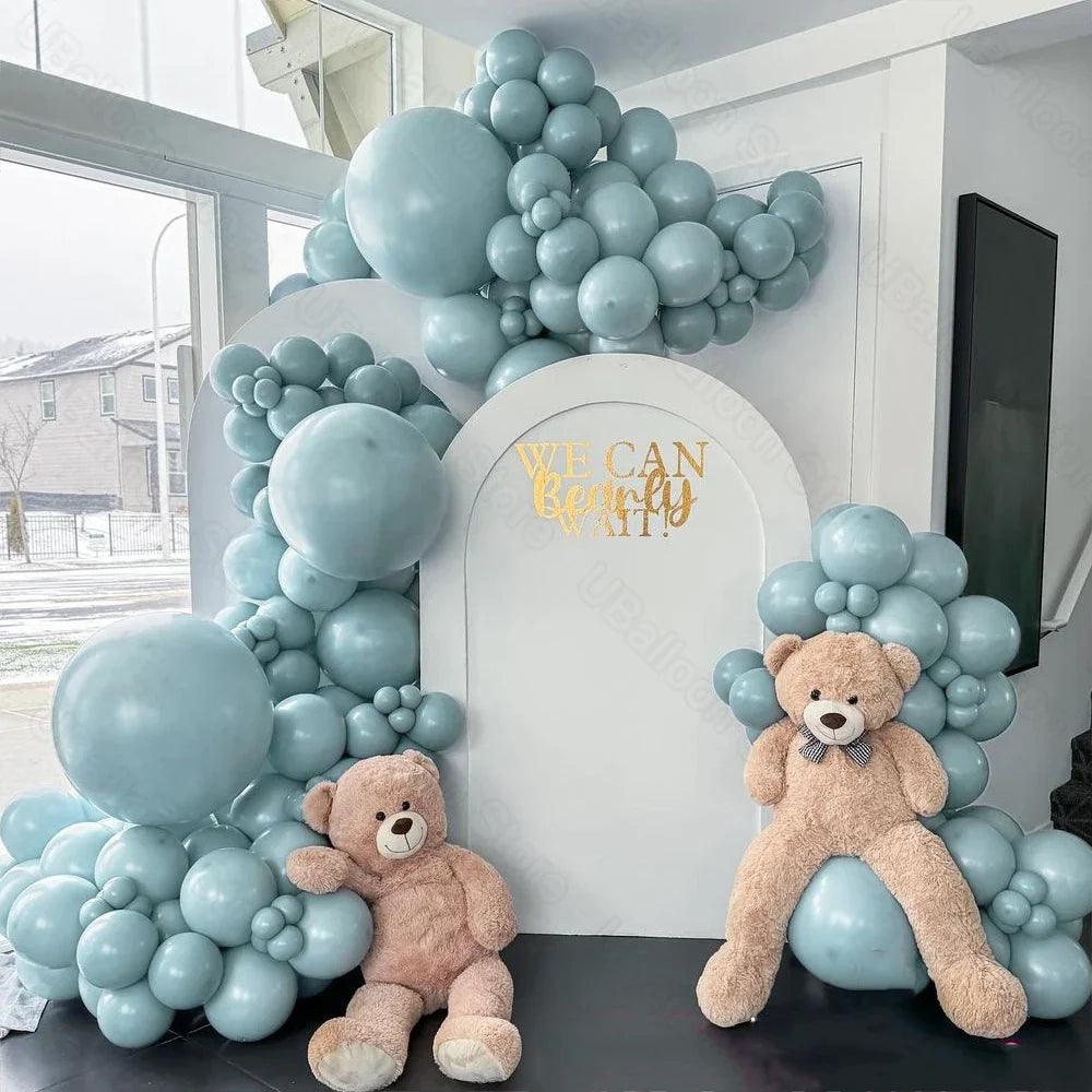 1 Set Dusty Blue Balloons Arch Twilight Pastel Baby Haze Blue Balloon Garland Kit for Birthday Baby Shower Wedding Party Decor - petguardiansupplies