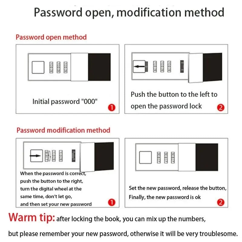 A5 Password Lock Journal Notebook - Creative Plain Ruled Notepad for Students, Stationery Diary with Secure Combination Lock - petguardiansupplies