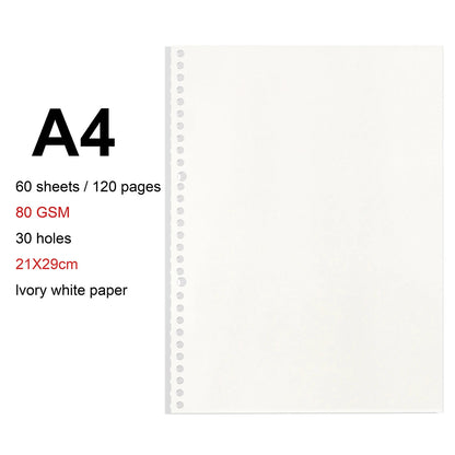 A4/B5/A5 Loose Leaf Refill Binder Notebook Blank/Line/Grid/Cornell Replacable Metal Ring Office&School Supplies Stationery - petguardiansupplies