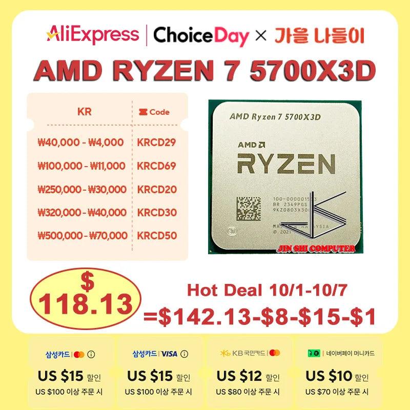 AMD RYZEN 7 5700X3D Brand New CPU R7 5700X3D Gaming Processor 8-Core 16-Thread 4.1GHz 7NM 100MB Game Cache Socket AM4 Processor - petguardiansupplies