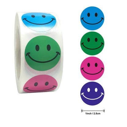 Hot Face Stickers Reward Cartoon Self-adhesive Teachers  Children Thanks Round Fluorescent Color Spot Goods Happyness incentive - petguardiansupplies