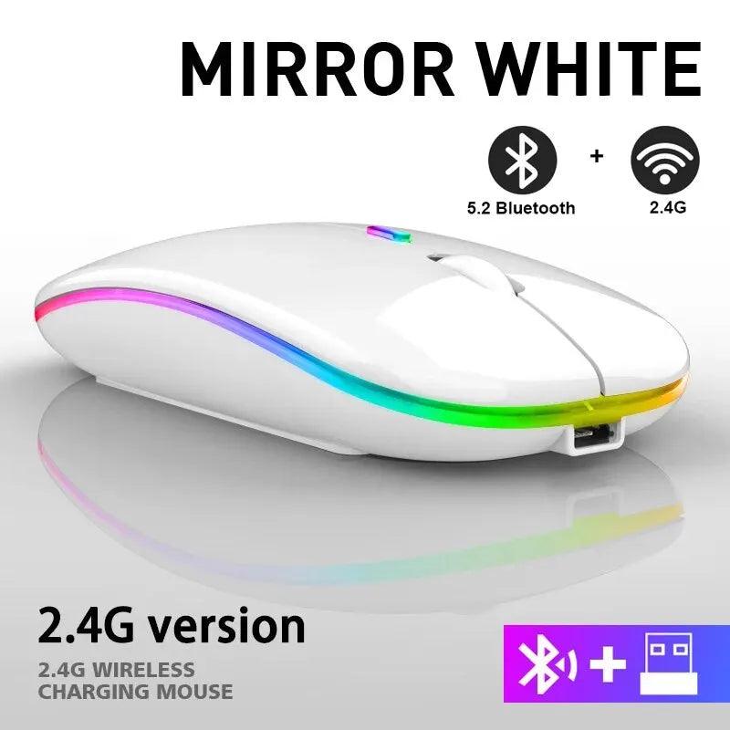 Wireless Mouse RGB Rechargeable Bluetooth Mice Wireless Computer Mause LED Backlit Ergonomic Gaming Mouse for Laptop PC 3600DPI - petguardiansupplies