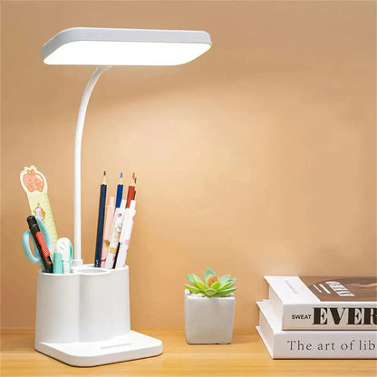 USB Rechargeable Table Lamp Learning Dormitory Bedroom Bedside LED Night Light Eye Protection 3 Levels Dimmable Touch Desk Lamp - petguardiansupplies