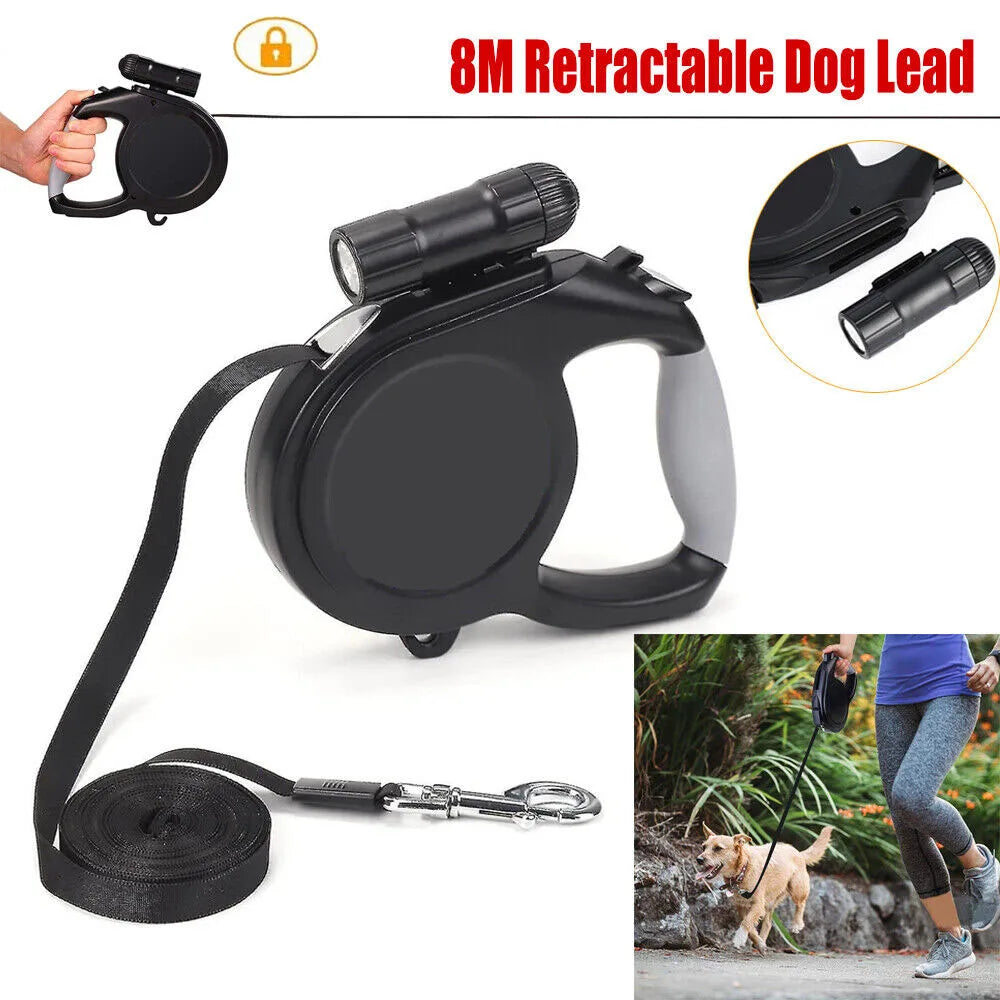 Heavy Duty Long Strong Pet Leash Durable Nylon Retractable Big Dog Walking Leash Leads 8M 50KG Automatic Extending Leash - petguardiansupplies