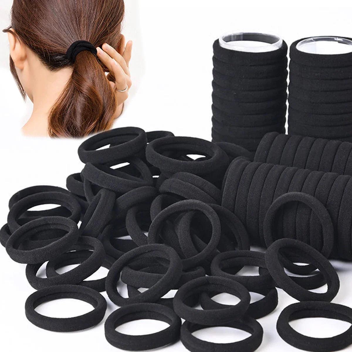 50/100pcs Black Hair Bands for Women Girls Hairband High Elastic Rubber Band Hair Ties Ponytail Holder Scrunchies Accessorie - petguardiansupplies