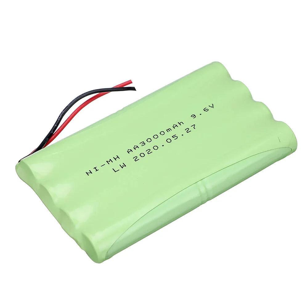 9.6V 3000mah NiMH Battery +9.6V Charger For Rc toys Car Trucks Tanks Trains Boats upgrade Ni-MH 8*AA 9.6v Rechargeable Battery - petguardiansupplies