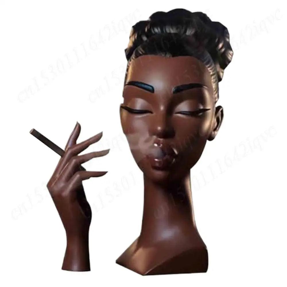 Headscents-Head Incense Burner Black Women Face Incense Holder Handmade Incense Stick Holder Statue for Home Bedroom Office - petguardiansupplies