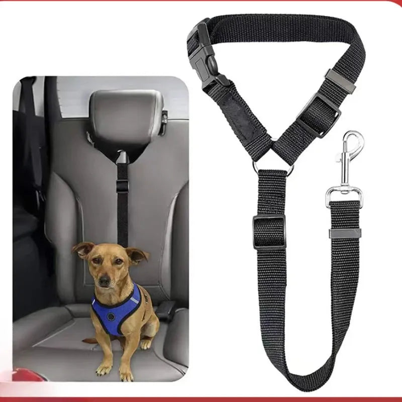 Solid Color Two-in-one Pet Car Seat Belt Nylon Lead Leash Backseat Safety Belt Adjustable Dogs Harness Collar Pet Accessories - petguardiansupplies