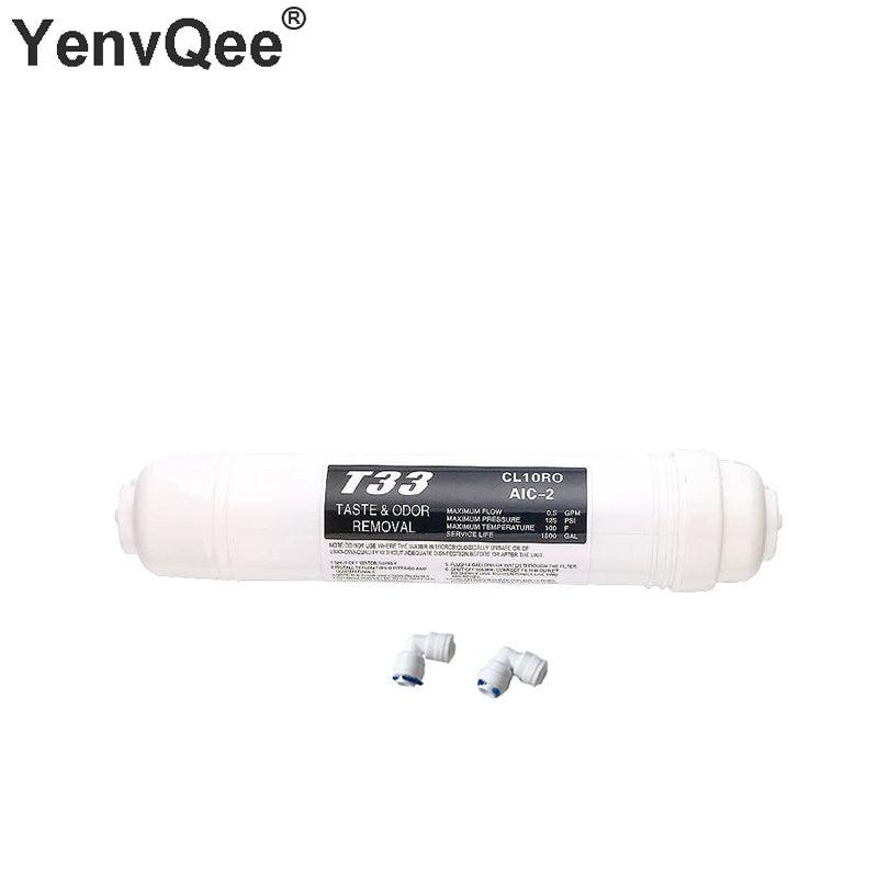 Quick connect 10 Inch T33 with 2pcs fitting Water Purifier INLINE COCONUT Carbon Post WATER FILTER cartridge REVERSE OSMOSIS - petguardiansupplies