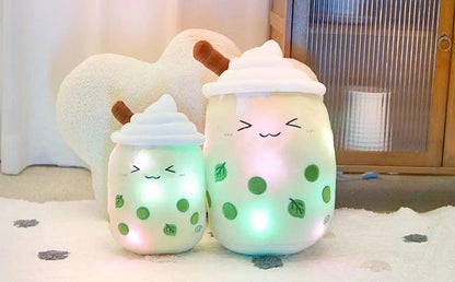 26-38cm LED Light Milk Tea Doll Plush Toy Green Pink Soft Cute Throw Pillows Strawberry Stuffed Animals for Girls Birthday Gift - petguardiansupplies