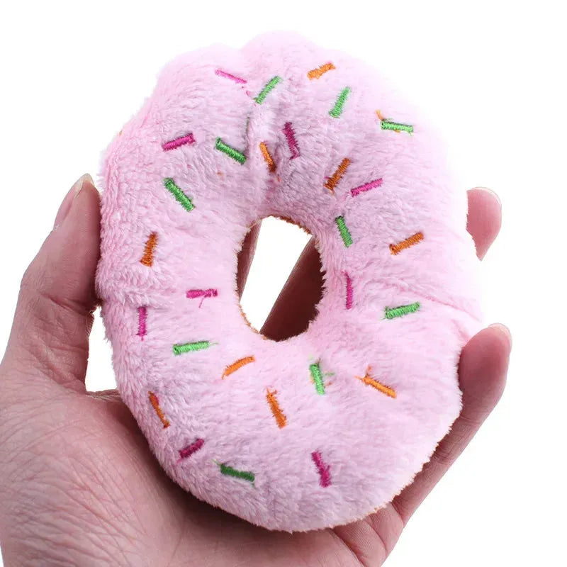 Soft Dog Donuts Plush Pet Dog Toys For Dogs Chew Toy Cute Puppy Squeaker Sound Toys Funny Puppy Small Medium Dog Interactive Toy - petguardiansupplies