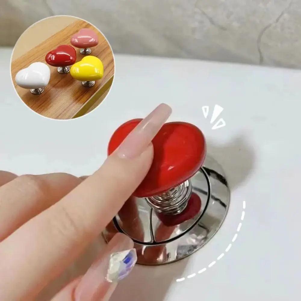 2pcs Toilet Press Button Toilet Button Heart Shaped Toilet Press Button Water Tank Buttons Auxiliary Device Bathroom Supplies - petguardiansupplies