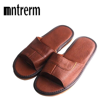 2022 New Leather Slippers Men Home Furnishing Indoor Floor Classic Footwear Casual Slides Leather Sandalias Zapatos Hombre - petguardiansupplies