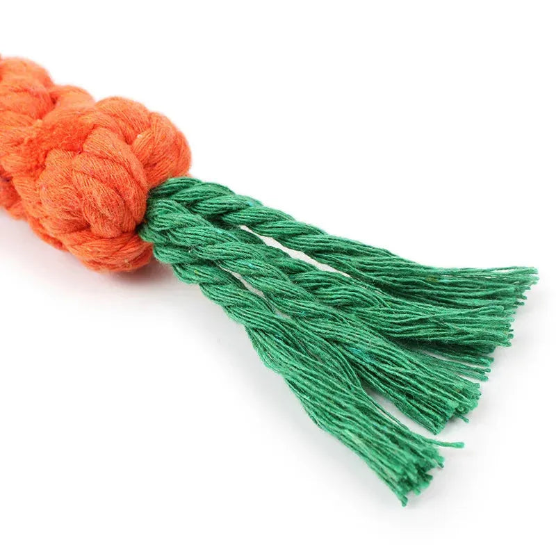 1PC Dog Toy Carrot Knot Rope Ball Cotton Rope Dumbbell Puppy Cleaning Teeth Chew Toy Durable Braided Bite Resistant Pet Supplies - petguardiansupplies