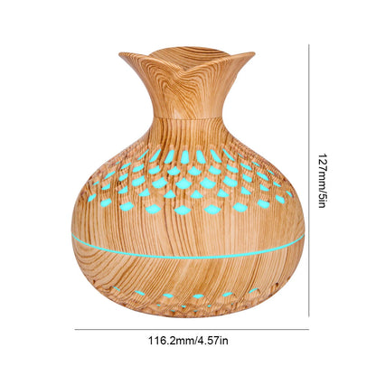 300ML Wood Grain Flower Humidifier Silent Aromatherapy Diffuser USB Rechargeable Mini Humidifier with Colourful Night Light - petguardiansupplies