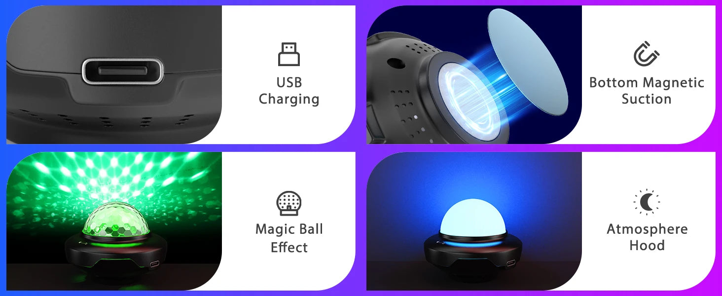 2PCS USB LED Mini Voice-Activated Magic Ball Light Disco Ball - petguardiansupplies