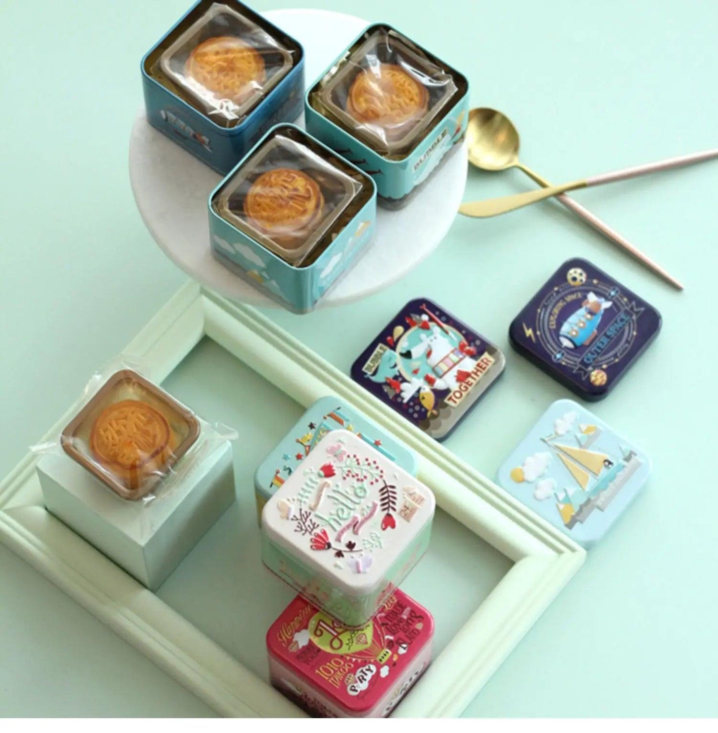 1PCS Exquisite 3D Cartoon Tin Box Biscuit /Tea leaf Sundries Container Case Metal Customizable Wholesale Child Gift Box Square - petguardiansupplies