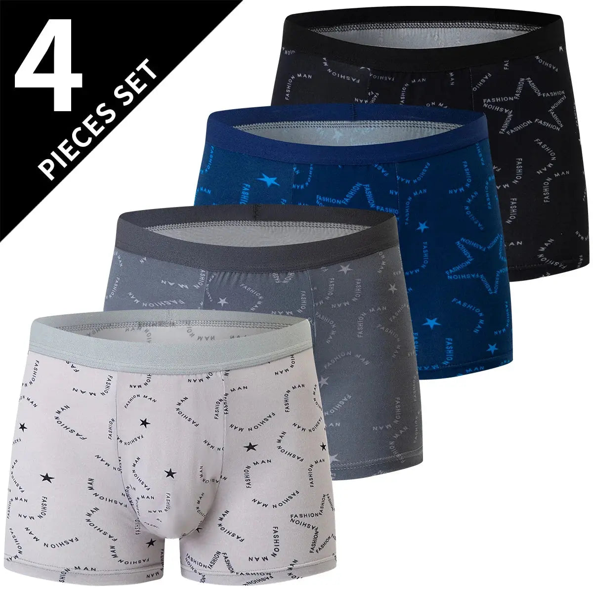 4 Pack Europe and America Size MEN'S FASHION Sexy Boxer Underwear Antibacterial Breathable plus Size Fat MEN'S Shorts Underwear - petguardiansupplies