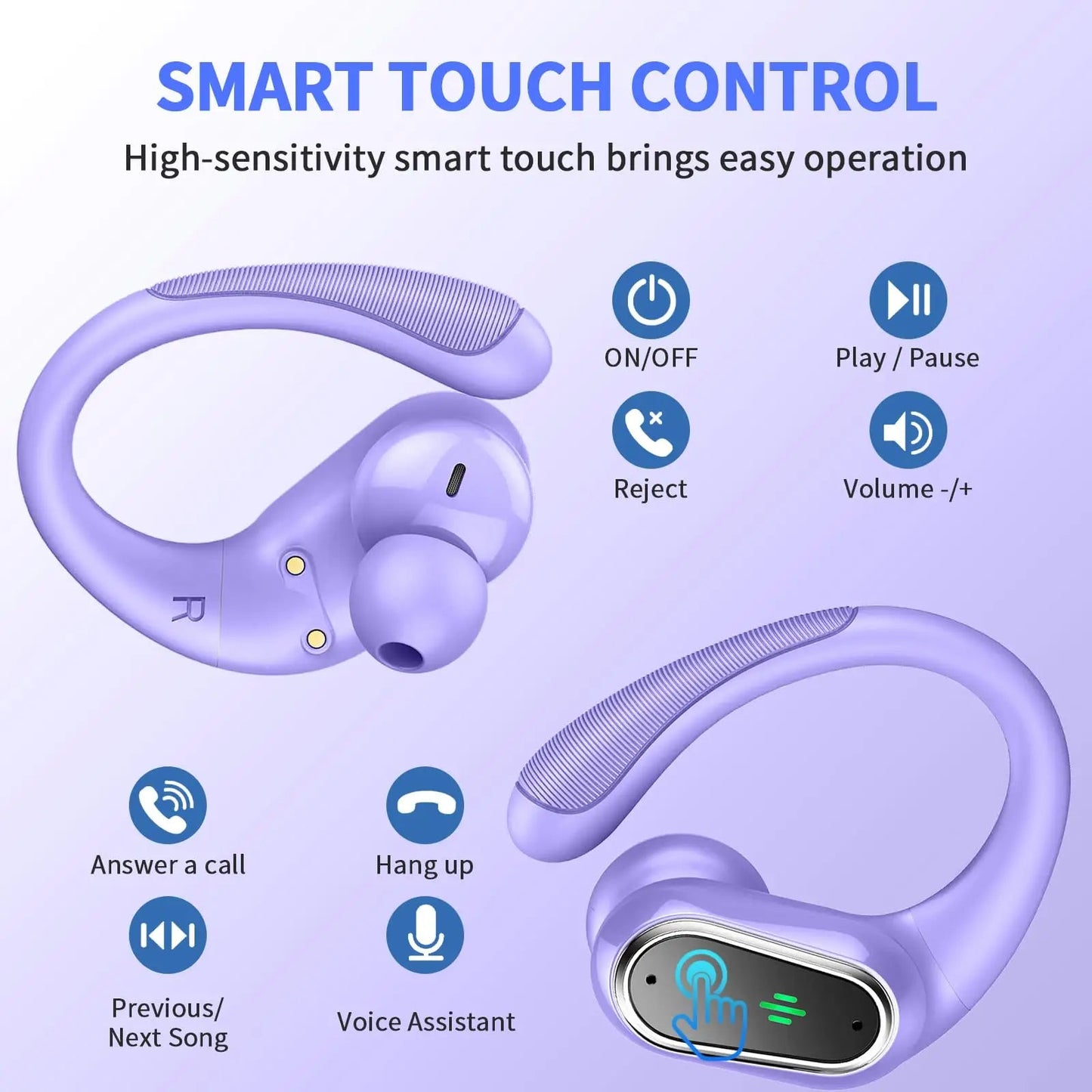 Wireless Earbuds, Bluetooth 5.3 Headphones Sport with ENC Noise Canceling Mic, 50H Stereo Wireless Headphones, Dual LED Display. - petguardiansupplies