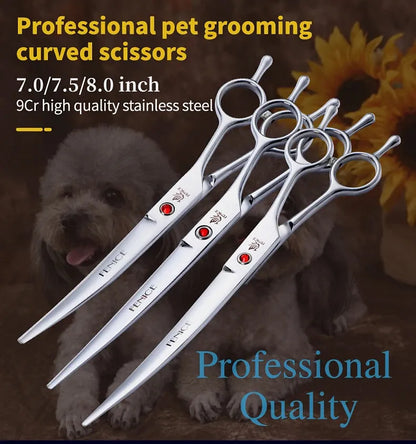 Fenice 7.0 /7.5 /8.0 inch Professional Pet Grooming Shears Dogs Curved Scissors for Dog Beauty - petguardiansupplies