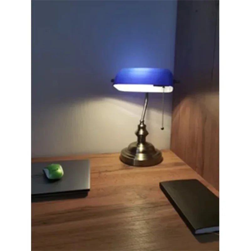 Desk lamp Table Light glass banker‘s lamp zipper switch for bedroom home stuy restaurant library office light night lamp - petguardiansupplies