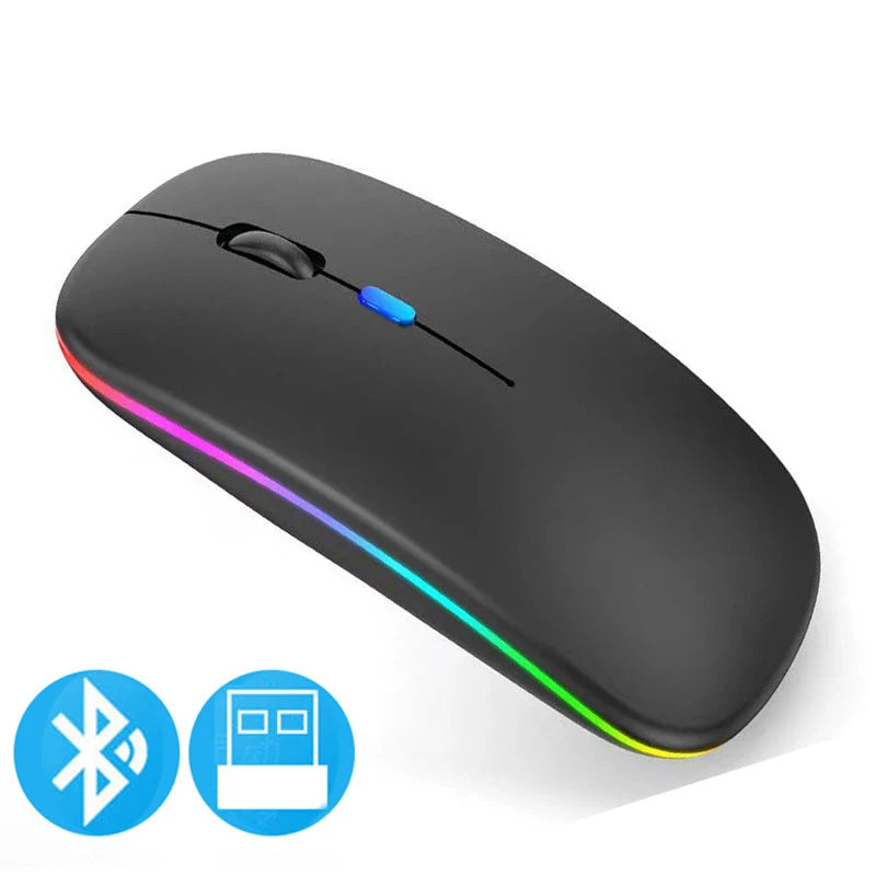 Wireless Mouse Bluetooth compatible 2.4GHz 1600DPI USB Rechargeable RGB Light Portable Mouse For Laptop Computer PC Macbook Game - petguardiansupplies