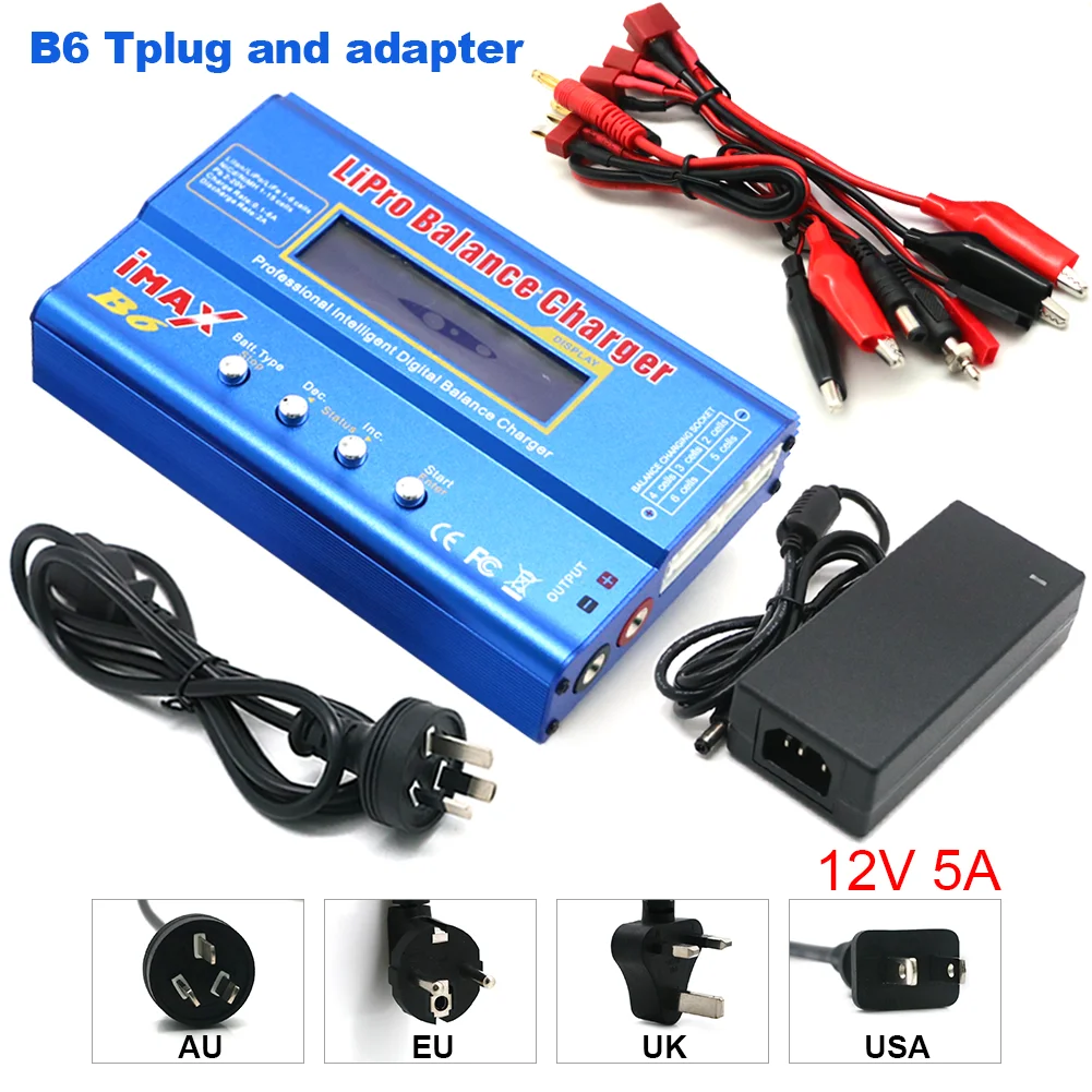 IMAX B6 80W Battery Charger Lipo NiMh Li-ion Ni-Cd Digital Lipro Balance Charger Discharger + AC Power 12V 5A Adapter For Rc Car - petguardiansupplies