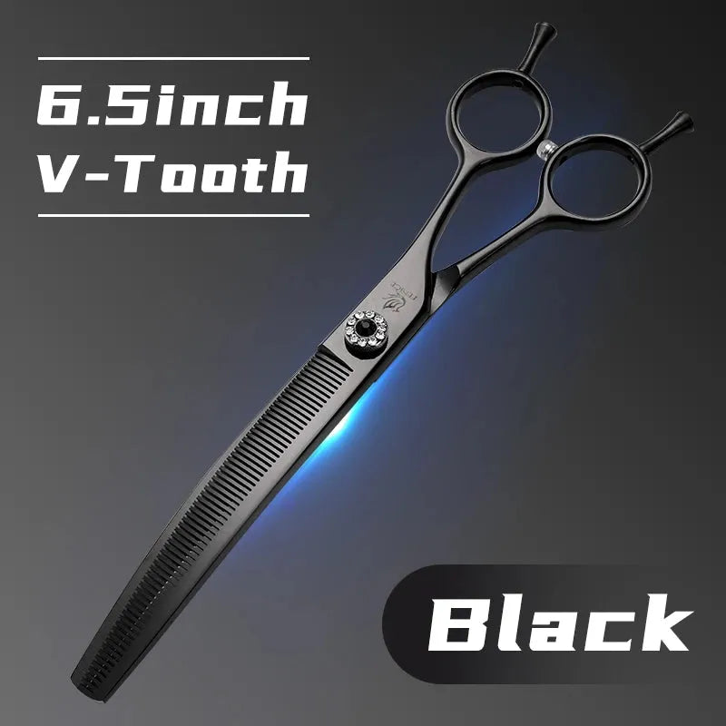 Fenice Professional JP440c 7 inch High quality Pet dog Grooming Scissors Curved thinning Shears Chunker Thinner Scissors - petguardiansupplies