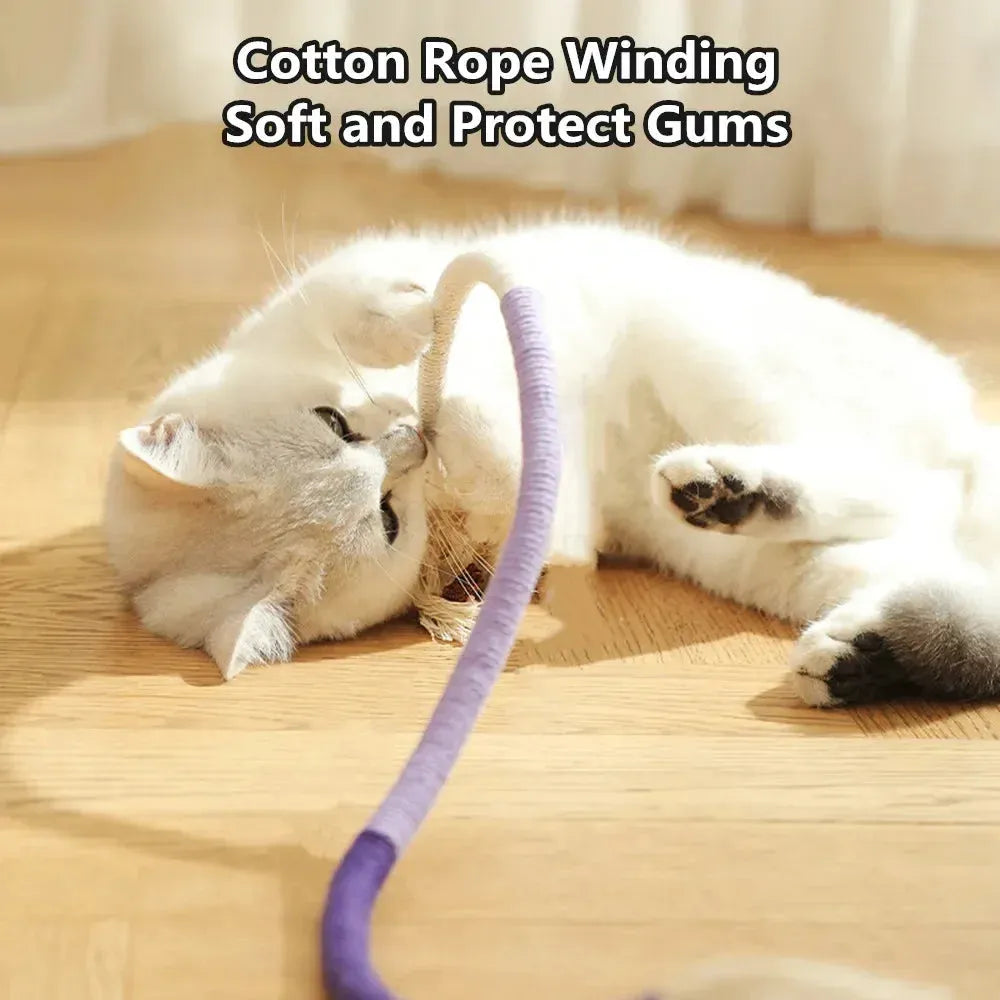 Cat Toys Interactive Molar Cotton Rope Toys Silvervine Cat Teaser Toy Clean Mouth Kitten Play Toy Pet Supplies Accessories - petguardiansupplies