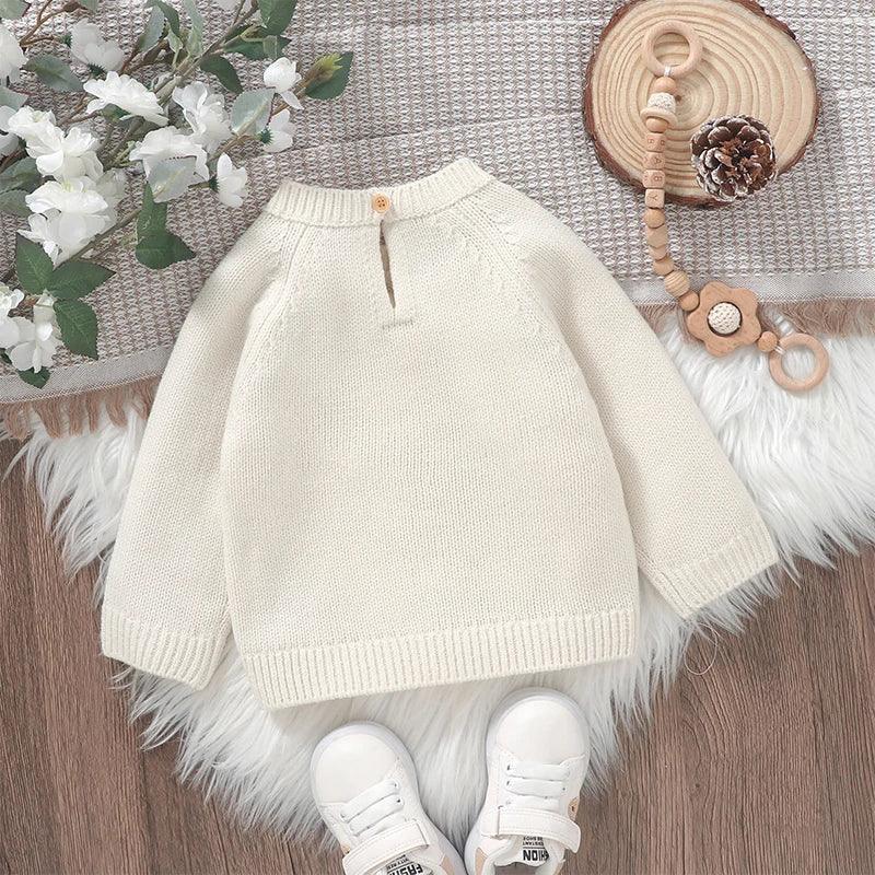 FOCUSNORM 4 Colors Lovely Baby Girls Sweater 0-3Y Cartoon Duck Embroidery Long Sleeve Pullovers Fall Winter Kids Jumpers Tops - petguardiansupplies