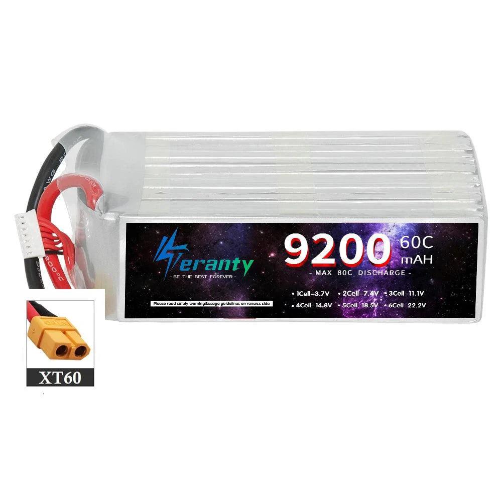 TERANTY 6S Lipo Battery 22.2V 60C 9200mAh Lipo Battery with EC5 XT90 Plug 6s Battery For RC Car Boat Truck Airplane UAV RACING - petguardiansupplies