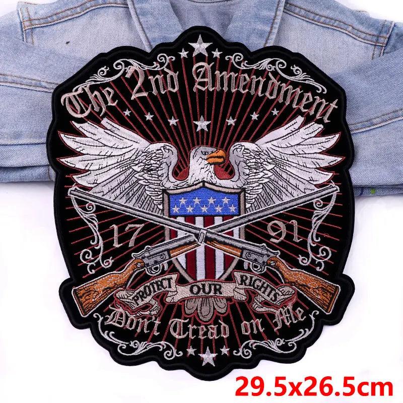 LAND FREE BRAVE Patch Large Back Embroidered Patches Motorcycle Biker Sewing Patch Iron On Patches For Clothing Jacket Jeans DIY - petguardiansupplies