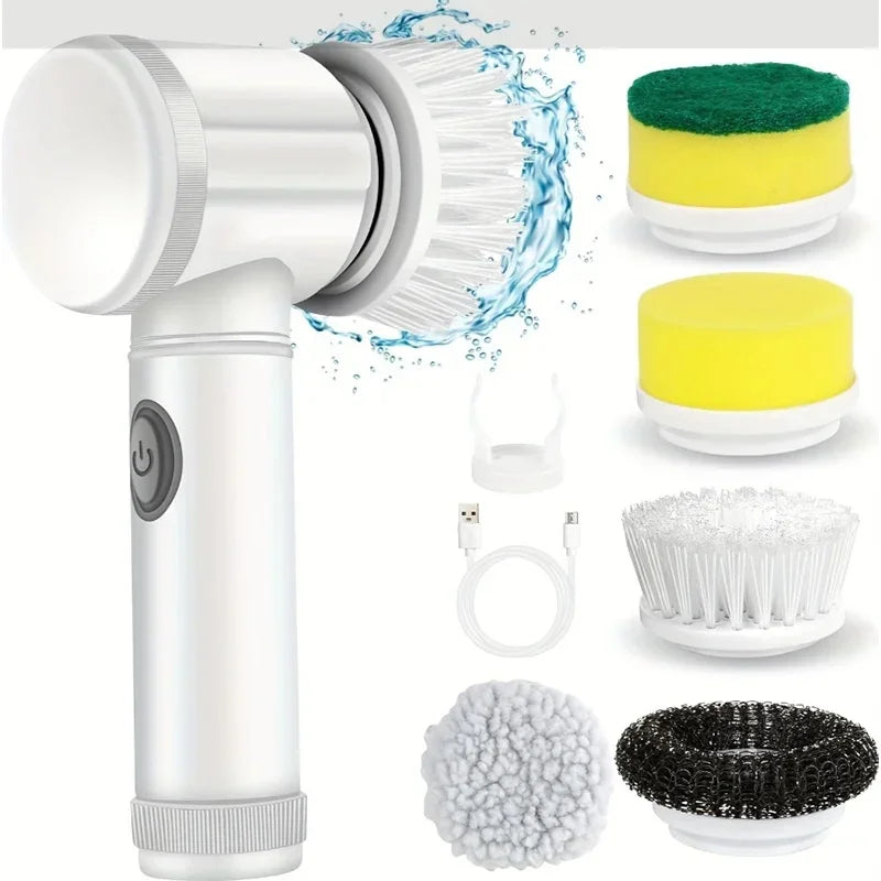 New Power Scrubber 5 Replaceable Brush Heads Electric Spin Scrubber Bathroom Cleaning Brush Power Scrubber Electric Brush Home - petguardiansupplies