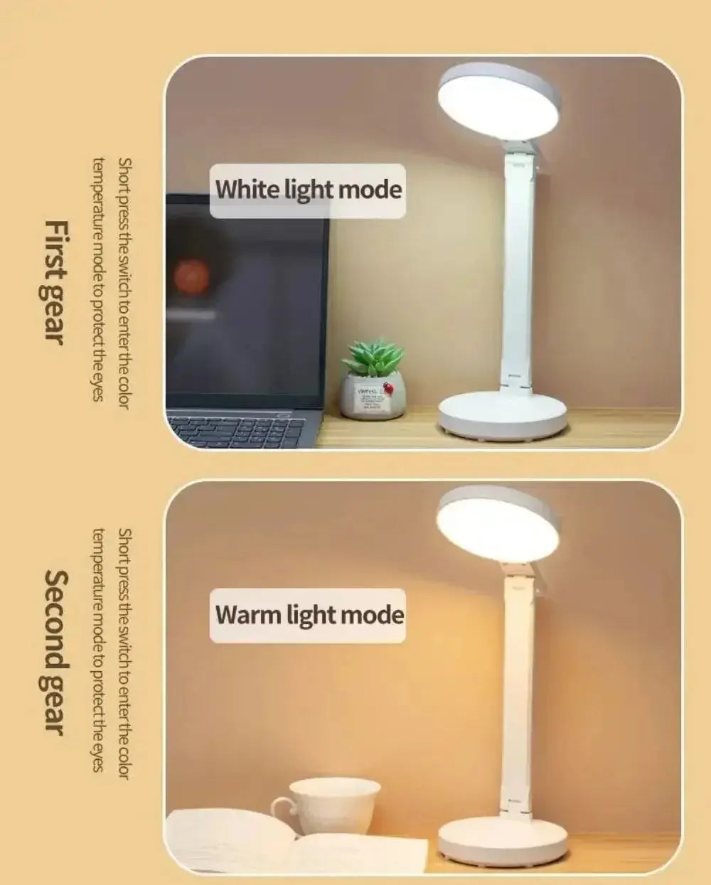 Rechargeable Foldable Touch LED Desk Lamp Table Light with Fan Calendar Clock Dispaly Eye Protection Study Reading Lamp - petguardiansupplies