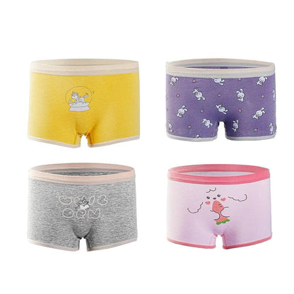 4PCS Girls Cotton Panties Summer Kid Thin Breathable Cartoon Briefs Young Children Underwears Toddler Antibacterial Knickers - petguardiansupplies