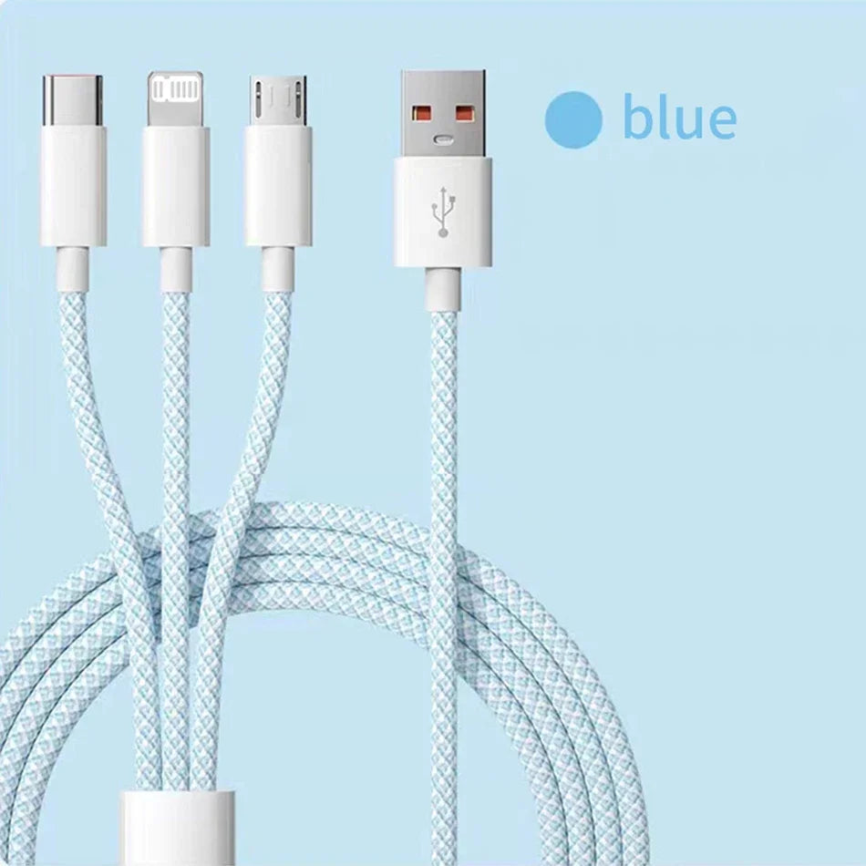 66W 6A 3 in 1 USB Fast Charging Cable Type-C Cable USB Type C Cable Micro USB Cable USB C Data Cable - petguardiansupplies